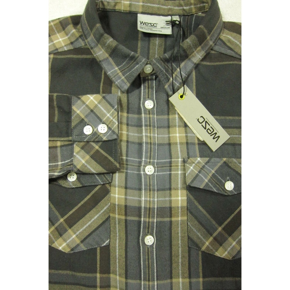 NWT $90 WESC Sweden Keiko Gray Flannel Cotton Girls Womans Top M